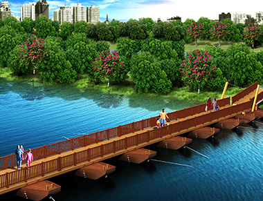 四川达州州河水上浮桥